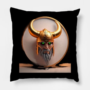 Green eyed viking Pillow