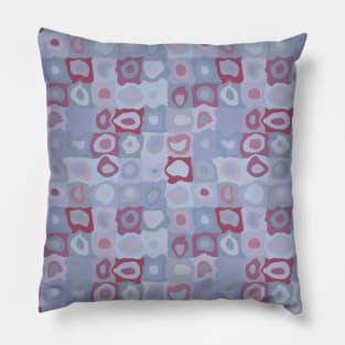 Frozen Cranberry  - Retro Geometric Wobbly Square Grid Pattern Pillow