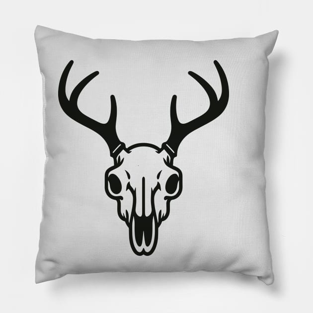 Deer Buck Antlers Skull Pillow by KayBee Gift Shop