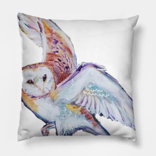 Barn owl in flight Pillow