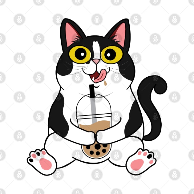 I Love Boba Cat | Tuxedo Cat by leBoosh-Designs