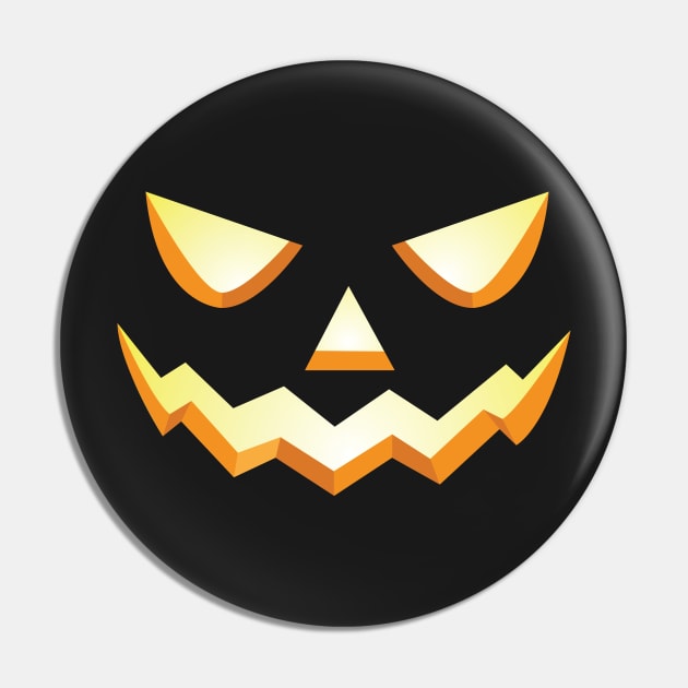 Scary Halloween Face Jack O' Lantern Pin by Eugenex