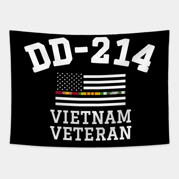 DD-214 Alumni Vietnam Veteran Thin Line Flag Tapestry by Revinct_Designs