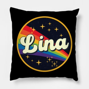 Lina // Rainbow In Space Vintage Style Pillow