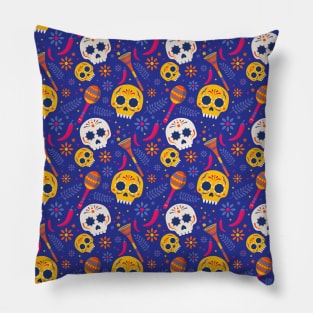 Brightly Colored Skulls Pillow