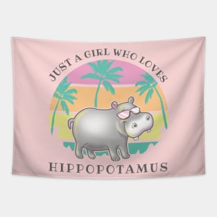 Girl loves hippos classic summer vibes Hippopotamus Tapestry