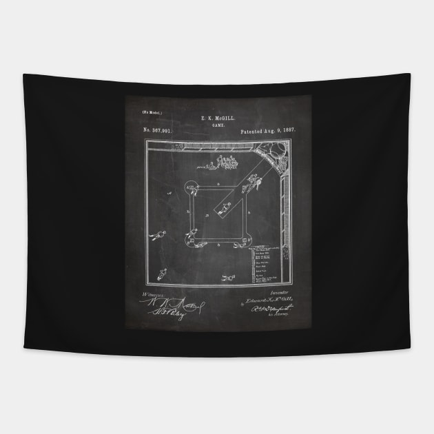 Baseball Patent - Sports Fan Softball Baseball Art - Black Chalkboard Tapestry by patentpress