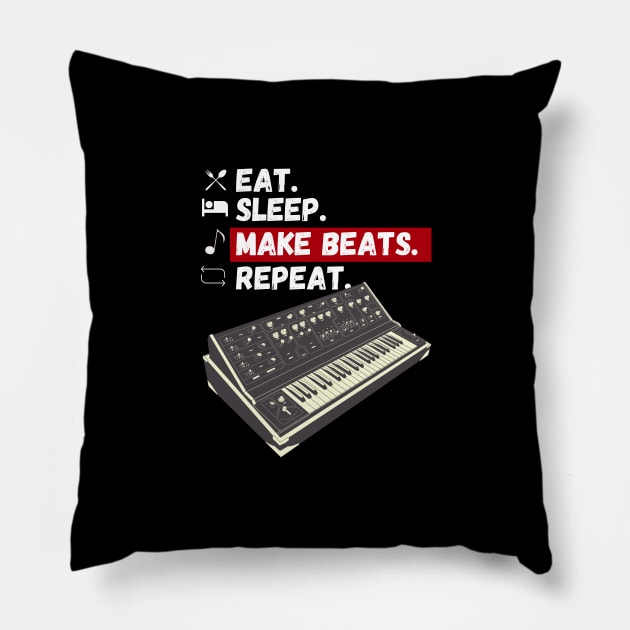 Eat Sleep Make Beats Repeat Pillow by maxdax