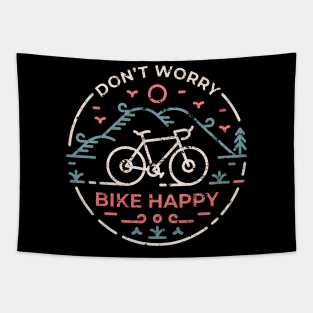 Don't Worry Bike Happy Tapestry