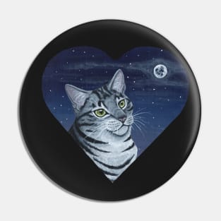 Silver Tabby Cat Pin