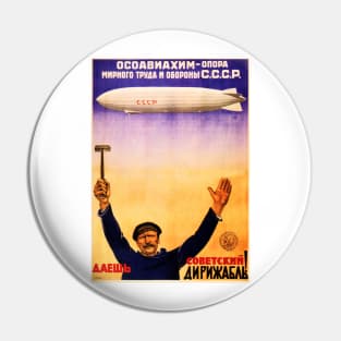 SOVIET CCCP AIRSHIP BLIMP Vintage Air Transport Propaganda Pin