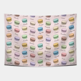 French Macarons Pattern on Misty Rose Tapestry