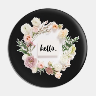 Floral Wreath with Hello Canvas Pin