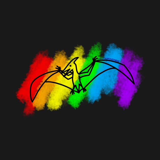 Rainbow Pterosaur by CelticDragoness