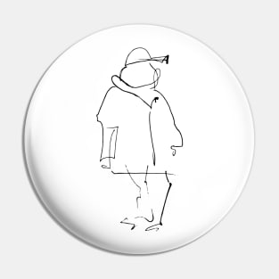 Man Line Art Figure Pin