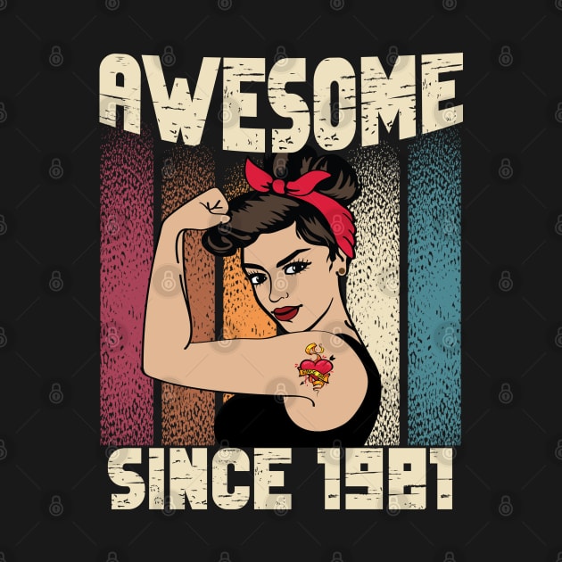 Awesome since 1981,41th Birthday Gift women 41 years old Birthday by JayD World