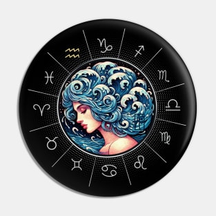 ZODIAC Aquarius - Astrological AQUARIUS - AQUARIUS - ZODIAC sign - Van Gogh style - 5 Pin