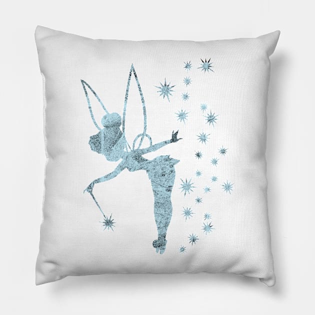 Blue Concrete Tinkerbell Ombre Sillhouette Pillow by ijsw