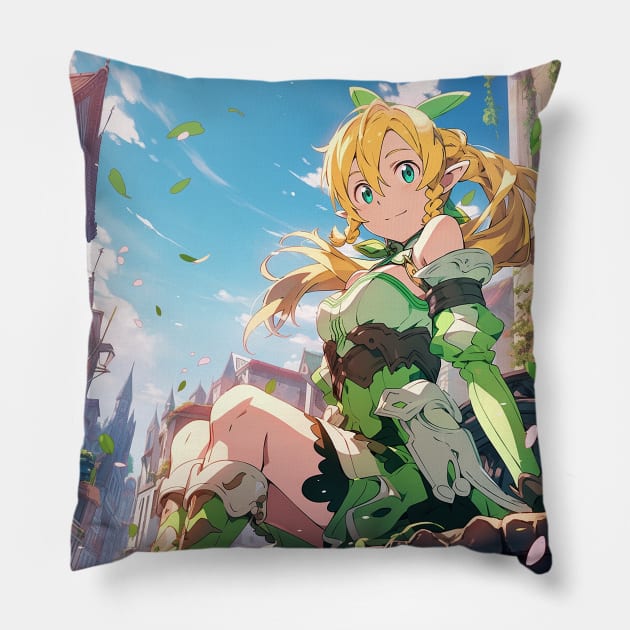 leafa chill in town Pillow by WabiSabi Wonders