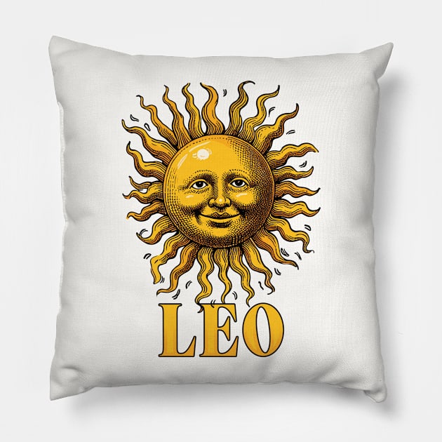 Retro Leo Zodiac Pillow by DankFutura