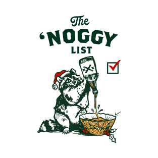 Funny Christmas Eggnog Drinking Santa Raccoon T-Shirt