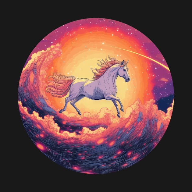 Galactic Horse in Violet Sea Sunset by HBfunshirts