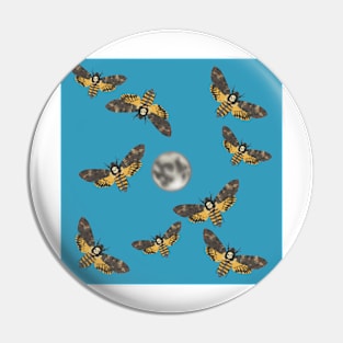 Death's Head Moth and Moons Blue 2 Pin