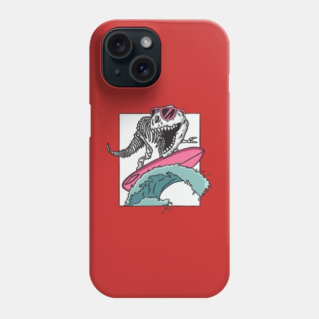 Skeleton of T-Rex Surfing Phone Case by WorldDinosaurs