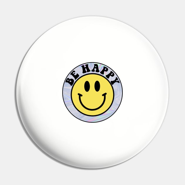 Be Happy Trippy Smiley Face Pin by lolsammy910