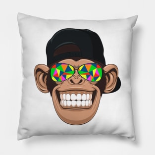 funny monkey with sunglasses Pillow