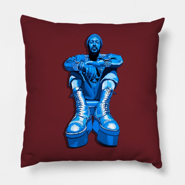 Marvin's Platform Boots- Blue Monochrome Pillow by FanboyMuseum