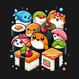 Kawaii Anime Sushi Lovers T-Shirt