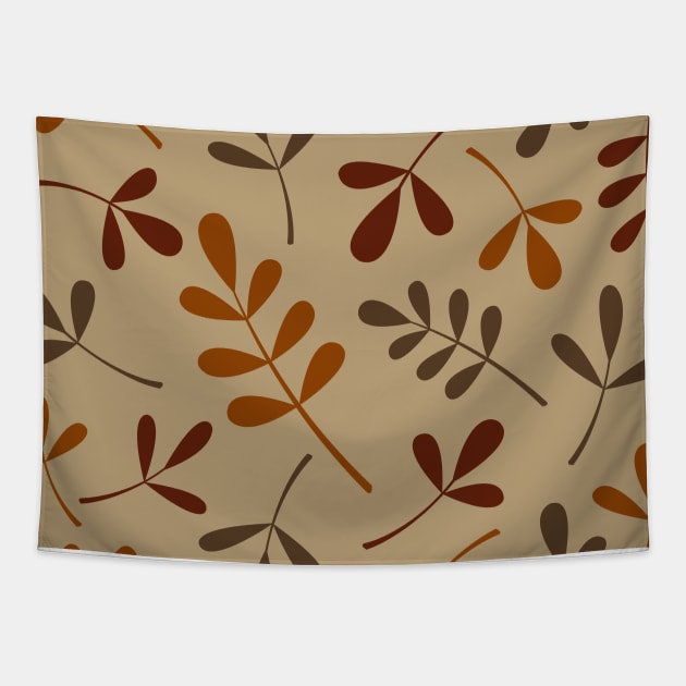 Assorted Lg Leaf Silhouettes Fall Colors Tapestry by NataliePaskell
