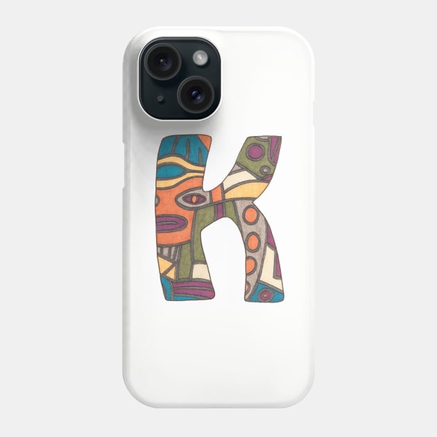 Initial K #1 Phone Case by ErinBrieArt