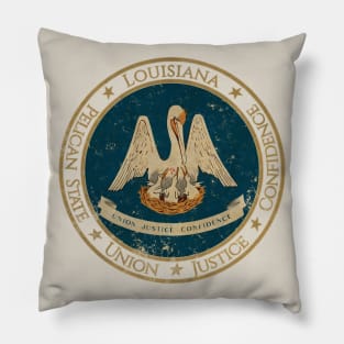 Vintage Louisiana State USA United States of America American Flag Pillow