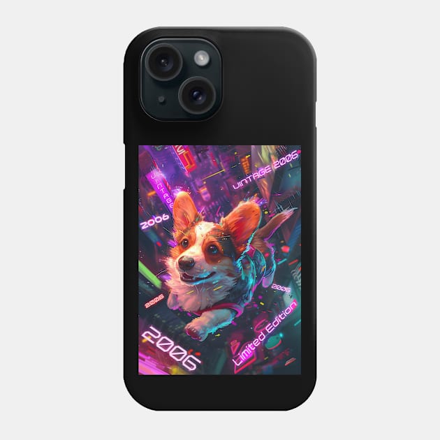 Vintage 2006 - Cyberpunk 18 Year Old Funny Corgi Dog 18th Birthday Phone Case by Ai Wanderer