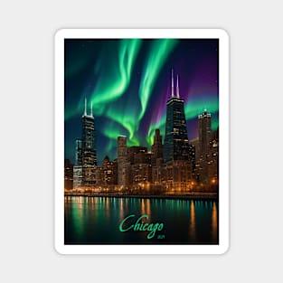 Northern Lights Over Chicago Magnet