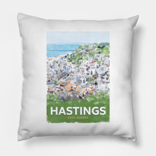 Hastings Seaside Town East Sussex Pillow by markvickers41