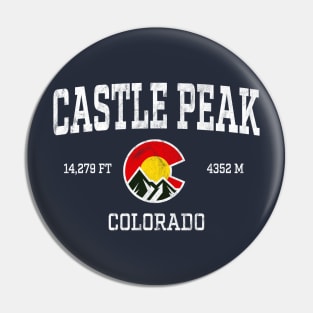 Castle Peak Colorado 14ers Vintage Athletic Mountains Pin