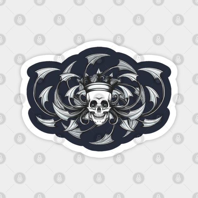 Skull with Crown Engraving Emblem Magnet by devaleta