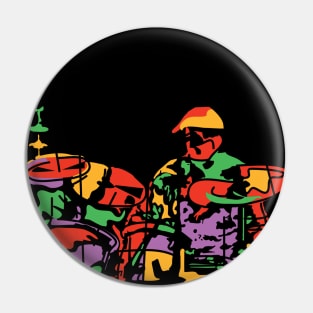 Colorful Drummer Musician Pin