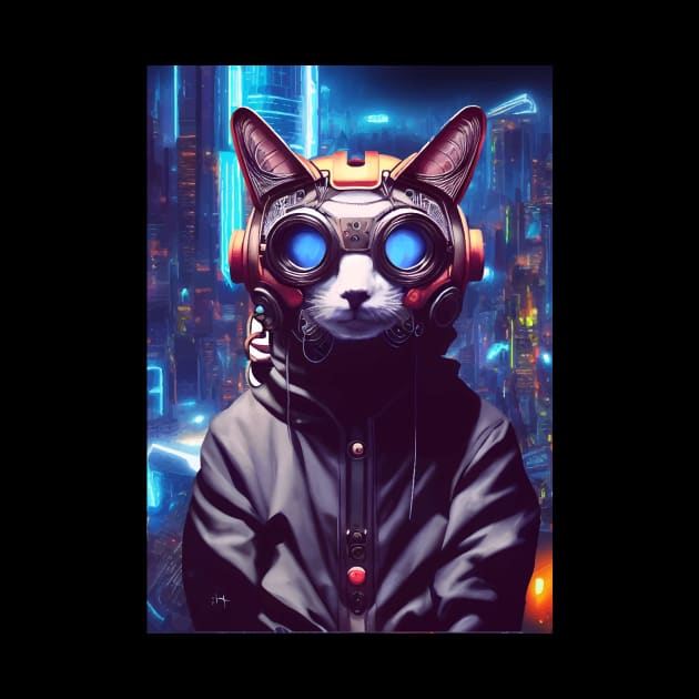 Cool Japanese Techno Cat In Japan Neon City by star trek fanart and more