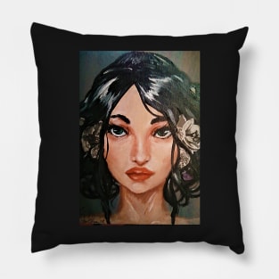 Cecile' (Girl with flowers in her hair) Pillow