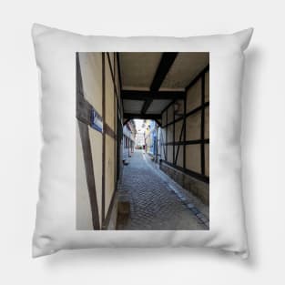 Narrow alley in Quedlinburg Pillow