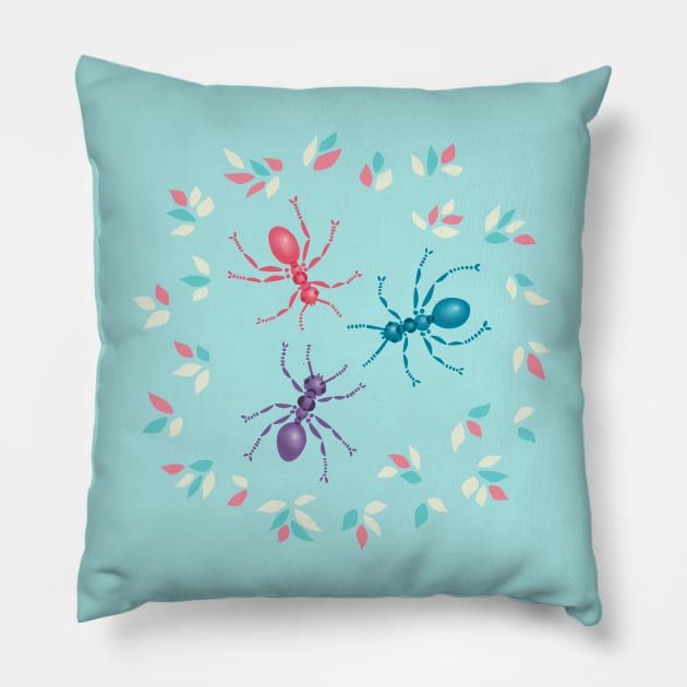 Cute Ants In Pastel Tones Pillow by Boriana Giormova