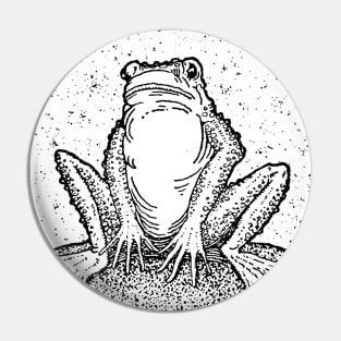 Sad Frog Sitting In Vintage Outline, Cottagecore Toad, Cute Romantic Froge Pin