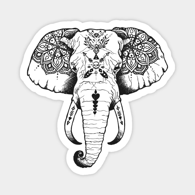 Elephant Tattooed Magnet by PaperTigress