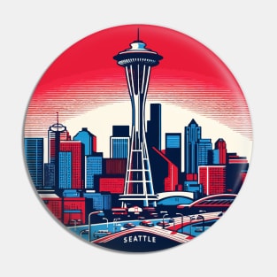 Seattle Space Needle Cityscape Retro Vintage Pin