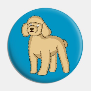 Happy brown poodle cartoon illustration Pin