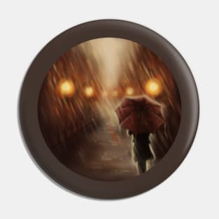 Warm Autumn Raining Scene Illustration Pin